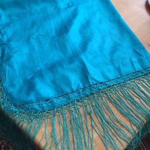 Teal colored silk scarf